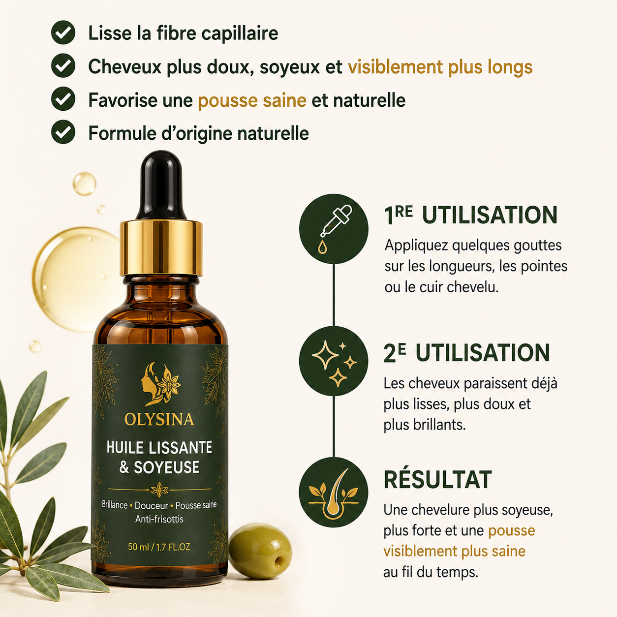 Huile pousse & lissage naturel